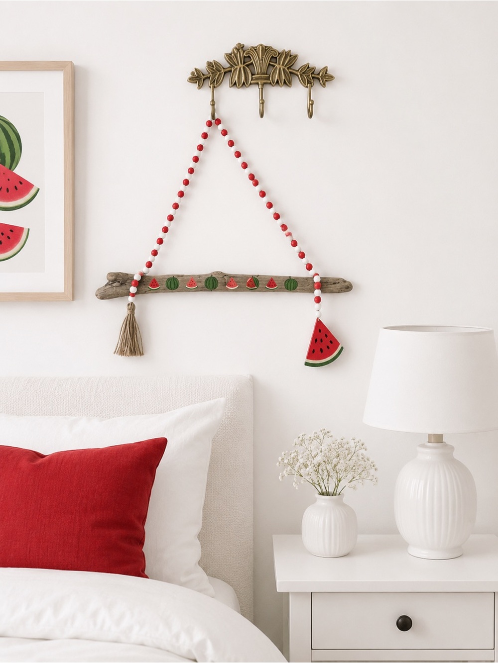 Watermelon Handmade drift wood jewelry hanger